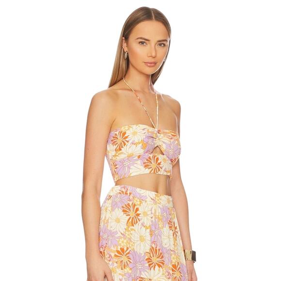 NWT! L*Space Blue Skies Wavy Daisy Halter Smocked Tube Top - Size Medium - Picture 3 of 9